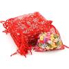 JijAcraft Sacchetti in Organza per Natale, Rosso, 9 x 12 cm, 50 Pezzi, Con Fiocco di Neve e Coulisse, Regalo