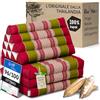 livasia cuscino thai a 3 segmenti - 175x50x8cm - cuscino triangolare con materasso pieghevole, cuneo kapok, supporto lombare pieghevole, tappetino thai, fatto a mano (Rosso/Verde)