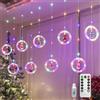 HADAVAKA Christmas Window Led Lights, Curtain Fairy Lights, With Remote Control, USB Powered, 8 Lighting Modes, Suitable For Xmas Party Bedroom Window Wall Decoration (Colour,Circle)