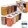 Viwares - Set di 12 contenitori ermetici con coperchio - Senza BPA - Per la conservazione di farina e zucchero - Scatola di archiviazione pratica per tutti gli alimenti