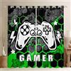 Homemissing Ragazzi Gamer Tende Videogioco Gaming Finestra Tende per Camera Da Letto Soggiorno per Bambini Verde A nido d'ape Gamepad Tende Finestra Eleganti Tende W52* L90