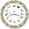 KOOKOO Singvögel Feather Heart, l'orologio degli uccelli canterini, orologio da parete rotondo con richiami naturali di uccelli, movimento al quarzo