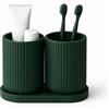 Alupedia Bathora Portaspazzolino doppio, minimalista, elegante accessorio da bagno con scomparti separati, stabile e facile da pulire, stampa 3D (verde)