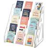 FARYODI Espositore per biglietti di auguri in acrilico a 5 livelli, trasparente | cartoline, carte da collezione e carte sportive, porta carte verticale con 6 cm di altezza, 30,7 x 22 x 33 cm