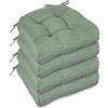 FlyGulls Set di 4 cuscini antiscivolo per sedie da pranzo, trapuntati, comodi e morbidi, con laccetti (46 x 46 x 8 cm) (verde salvia)