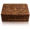 The Great Indian Bazaar Global Village Bazaar, Grandi regali di compleanno Portagioielli decorativi in legno fatti a mano Albero della vita Intagliare gioielli Organizzatore, antico, 20 x 12 x 6 cm