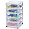Iris Ohyama, Cassettiera in Plastica con Ruote, 5 cassetti compatti, bianco, facile da aprire, per bagno, camera da letto, cassettone, organizzatore, senza BPA, KMC-350