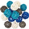 SUNNYCLUE 4 colori 16 pezzi 50mm /2 pollici Palline Decorative In Vimini Palline di Rattan Sfuse Piccole Rotonde Blu Bianche Nere Centrotavola Ciotole Decorazione per La Casa Decorazione Da Tavolo Fes