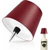 Doni Bomboniere 1 pz. Lampada Bottiglia Ricaricabile Lampada da Tavolo Senza Fili Controllo Touch da 3 Modalità di Temperatura di Colore Dimmerabile Paralume Colorato Ristorante Soggiorno (Rosso)