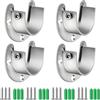 Vauki Supporto per asta a forma di U, set di 4 supporti per tubo tondo in acciaio inossidabile con 12 viti, supporto per barra e asta per armadio