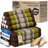 livasia cuscino thai a 3 segmenti - 175x50x8cm - cuscino triangolare con materasso pieghevole, cuneo kapok, supporto lombare pieghevole, tappetino thai, fatto a mano (Marrone/Verde)