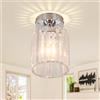 FRIXCHUR Piccolo Lampadario di Cristallo Plafoniera Semi Flush Mount Plafoniera Moderna Lampada da Soffitto di Cristallo per Corridoio Cucina Isola Sala da pranzo Camera da letto E26 Base Cromo…