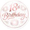 Custom Label Design Ltd Confezione da 50 adesivi rotondi da 45 mm, con stampa in oro rosa lucido, sigilli per feste di compleanno per 18° compleanno, decorazioni rosa