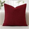 JOTOM Federe per Cuscino in Velluto a Coste Morbido 60x60 cm Federe per Cuscino con Texture a Bolle 3D per Divano, Camera da Letto, Decorazione della Casa (Borgogna)