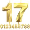 LFWZRY 17° Candele di compleanno, Compleanno Candele Torta Oro, Candela numero 17, 3D Candele con numeri da 5cm, Compleanno Torta Topper Decorazione per Feste di Compleanno Matrimonio Anniversario