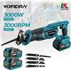 Yofidra Sega a sciabola YOFIDRA 3000W senza spazzole, sega a mano multifunzione per taglio di metallo, legno e tubi, compatibile con batteria Makita 21V.
