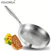 KEMORELA Padella da 24 cm in acciaio inox 304, spessore 2 mm, wok a 3 strati, padella professionale per cucinare, pentola da cucina
