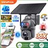 INQMEGA SHIWOJIA Telecamera Solare Esterna 360° con Zoom 36X, 12MP, 4G SIM ° Telecamere di Sicurezza Wireless WIFI a Batteria con Pannello Solare e Visione Notturna PIR