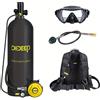 DIDEEP Set Bombola Subacquea Mini da 4L, Fino a 40-60 Minuti di Immersione, Bombola Subacquea Portatile ad Alta Capacità con Maschera HD