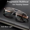 ISENGHUO Occhiali da lettura progressivi multifocali da sole Uomo Donna Moda Occhiali da presbite anti raggi blu Occhiali da vista ottici per computer lontano vicino