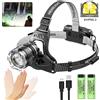 XIWANGFIRE XHP90.2 Lampada frontale super potente Torcia frontale ricaricabile Lampada frontale ad alta potenza 1000 metri Faro 2 * 18650 Lanterna da pesca