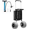SucceBuy Carrello da spiaggia con ruote grandi per sabbia, ponte da carico da 29,9 x 15,4 pollici con ruote a palloncino da 12 pollici, carrello pieghevole da 165 libbre per spiaggia