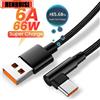 Henruisi Cavo USB C 6A 66W Cavo di ricarica rapida tipo C a gomito da 90 gradi per dispositivi Android Samsung Xiaomi Huawei OnePlus 0,25-3 m