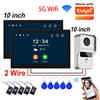 AJXML Nuovo sistema di videocitofono digitale a 2 fili 2 pezzi Monitor WIFI da 10 pollici 1080P Citofono Videocamera Videocitofono Scheda Tuya App Sblocco