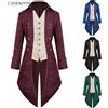 Lugentolo Cappotto da smoking medievale da uomo Retro Steampunk Party Costume rinascimentale Cappotto vittoriano Stage Evento di Halloween Giacche lunghe