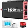 FLAMEZUM 3000W Potenza continua Modifica inverter a onda sinusoidale Potenza di picco 6000W DC 12V 24V a AC 230V Presa UE LCD Convertitore voltmetro per auto