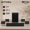 ULTIMEA Poseidon D80 Soundbar 7.1ch 500W Dolby Atmos, Subwoofer Wireless e 4 Altoparlanti Surround, Home Theater TV, Controllo APP