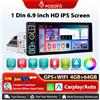 Podofo 6.9 ''Wireless Carplay Android Auto Lettore multimediale per auto Navigazione GPS WIFI AI Voce Autoradio 4 + 64G DSP RDS Autoradio
