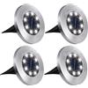 NONE 4 pezzi 8LED luce a disco a energia solare giardino esterno luce solare sotterranea luce da ponte faretto lampada a LED solare interrata