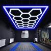NONE 14 griglie con telaio luci da garage esagonali 6500K 672W a nido d'ape led per officina barbiere palestra soffitto negozio seminterrato