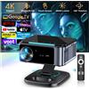 XIWBSY Proiettore TV Android 4K XIWBSY 46000 Lumen, Videoproiettore Ufficiale Google TV per Uso Diurno, Proiettore con Messa a Fuoco Laser TOF per Home Theater