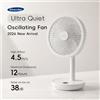 kinscoter Ventilatore da Tavolo Oscillante BLDC 4000mAh, 5 Velocità, Silenzioso, Portatile, Ricaricabile con Funzione Timer per Casa, Camera, Regalo