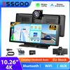 ESSGOO Schermo Wireless Carplay da 10.26" con Dash Cam 4K, DVR Auto, Android Auto, Registratore Video a Doppia Lente, Wifi, FM, AUX, Bluetooth, Type C, TF