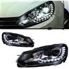NONE Adatto per Volkswagen Golf 6 velocità 09-13, fari a LED modificati 6MK6 con lenti a occhio di lupo, gruppo fari R20 a profilo ribassato.