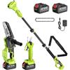 Supstable 4 IN 1 Asta Telescopica Brushless con Motosega Elettrica da 6 Pollici e Forbici da Potatura, Attrezzo Elettrico da Giardinaggio per Rami Alti, Potatore per Alberi con Asta di Prolunga per la