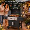 NONE Barbecue a Gas 17,8 kW con 6+1 Bruciatori, Carrello BBQ con Bruciatore Laterale, Termometro, Griglia Smaltata, Acciaio Inossidabile, per Cucina all'Aperto, Feste in Giardino, Bistecche e Verdure