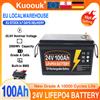 Kuoouk Batteria LiFePO4 al Litio Ferro Fosfato 12V 24V 100Ah 200Ah 300Ah 350Ah con BMS Integrato per Campeggio Esterno, Golf Cart, Accumulo Solare