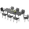 TRIUMPHKEY Set Tavolo e Sedie da Giardino per 8 Persone con Tavolo e Sedie da Esterno Allungabile (130-260 cm) e 8 Sedie Impilabili in Alluminio - Set per Terrazzo e Giardino, Grigio scuro