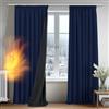 Deconovo Tende per Interni Oscuranti 100% con Retro Nero Completo, Tende Termiche Isolanti con Fettuccia per Camera da Letto e Soggiorno Moderne, 2 Pannelli, 140x145 cm, Blu Navy