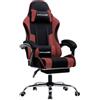 GTPLAYER Sedia da gioco, sedia da ufficio, sedia ergonomica, sedia da gioco, con supporto per massaggi, sedie Task con poggiapiedi e poggiatesta, tessuto rosso