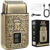 Gentlemen's BARBER SHOP LARGNER Haircuts Rasoio da uomo, rasoio alternativo con regolazione a 3 velocità, display a LED, ricaricabile tramite USB, corpo in metallo impermeabile, rasoio portatile senza fili per uso bagnato e asciutto