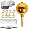 PORFOYO Set di accessori per penna, 11,5 m, asta per bandiera, set di riparazione per parti per la decorazione del giardino, morsetto a sfera dorato, corda per la casa (oro)