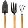 Linkidea Kit da giardinaggio compatto da 3 pezzi, set di strumenti per piantare prato e cortile, pala in acciaio inox, rastrello per piante grasse, piante domestiche, piante da giardino in vaso