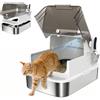 PawHut Lettiera per Gatti Chiusa XXL 20 kg Apribile 90° 70x50x46.5cm Bianco | Coperchio in Acciaio Inox, Doppie Porte, Paletta, Deodorante