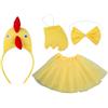 Gungtj Costume da gallo - Set di costume da pollo per bambini, divertente, con fascia per capelli, papillon, per feste e giochi di ruolo, da utilizzare per Halloween, compleanno, Natale