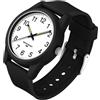 findtime Orologio analogico da uomo, impermeabile, con numeri grandi, facile da leggere, al quarzo, luminoso, casual, cinturino in silicone, semplice, unisex, per adulti